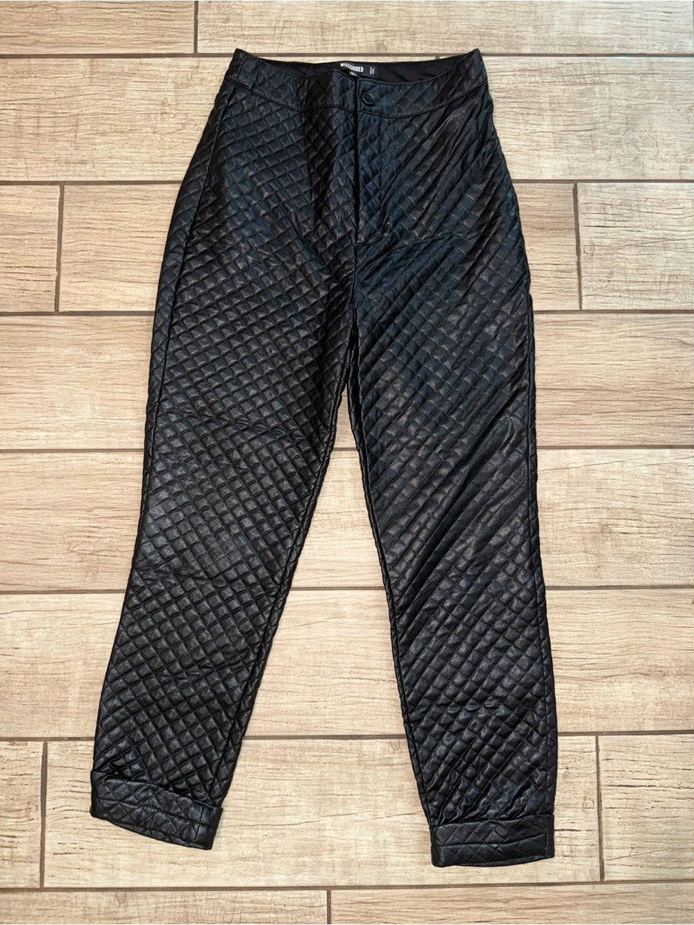 Missguided Black Quilted Ankle Trousers